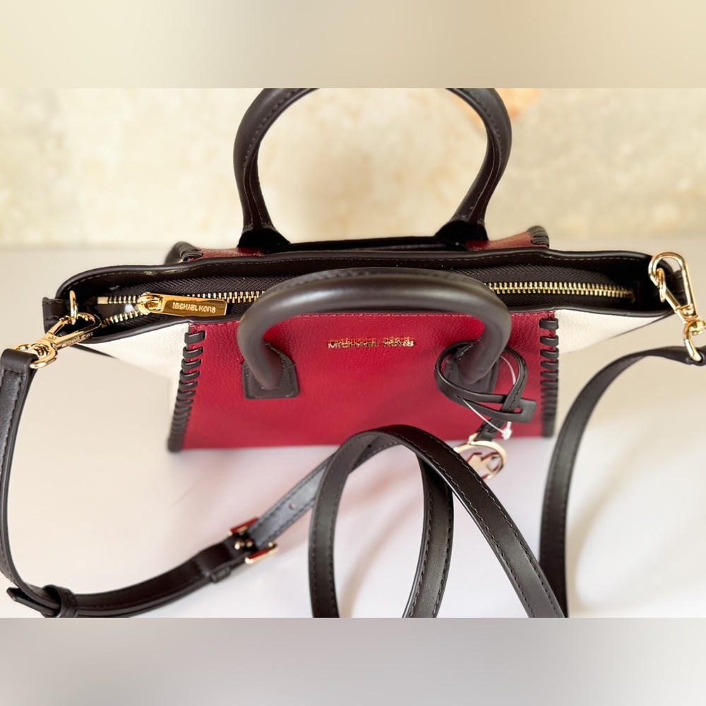 Michael Kors Avril SM Satchel Shoulder Bag Braided Cherry Multi - Picture 5 of 10